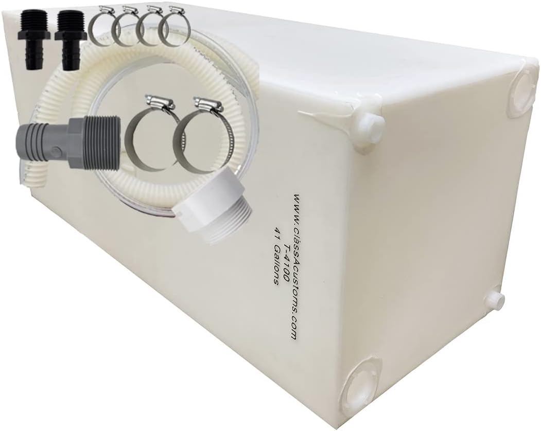 Class A Customs | T-4100-BPK | One (1) RV Fresh Water 41 Gallon Tank, Grey Water | Made in The U.S.A. | RV Concession Food Truck and Camper | Basic Plumbing Kit Included