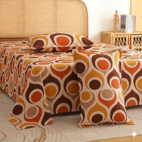 Image of Castiqa Elastic Fitted Supersoft Premium Polycotton 200TC Super King Size 108x108Inch Jointless Bedsheet with 2 Pillow Covers (Fishes, Super King 108x108inch (12 inch Mattress))