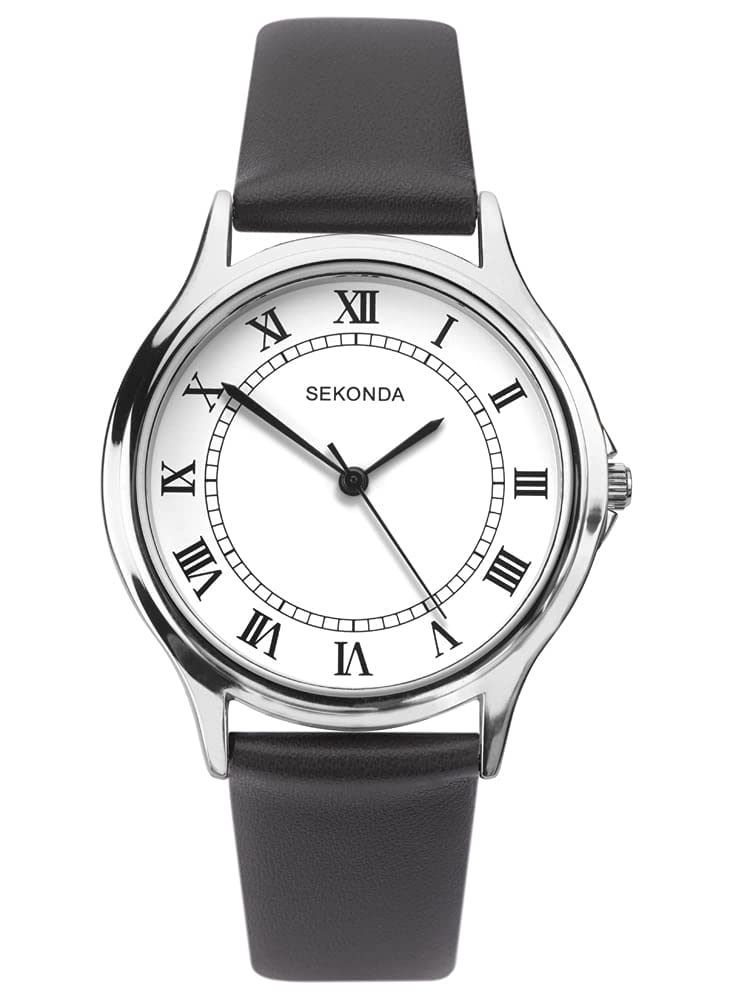 Sekonda Orologio da uomo con cinturino in pelle grigia 1683, bianco, 1683-AMZUK