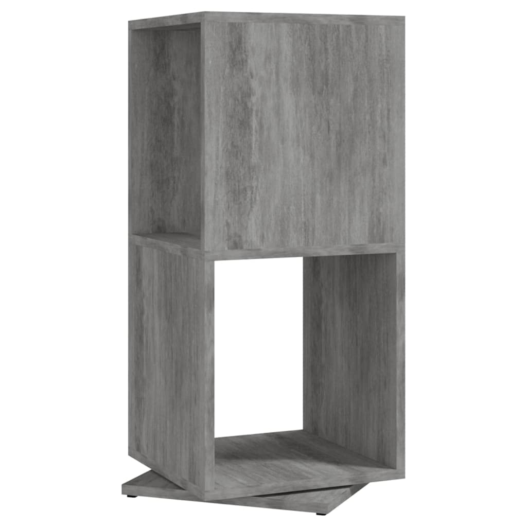 Armoire Rotative Gris Béton 34,5x34,5x75,5 cm Bibliothèque Tournante 360 Degrés Étagère de Rangement Gain de Place en Bois d'Ingénierie Petit Meuble Colonne Pivotant pour Salon et Bureau