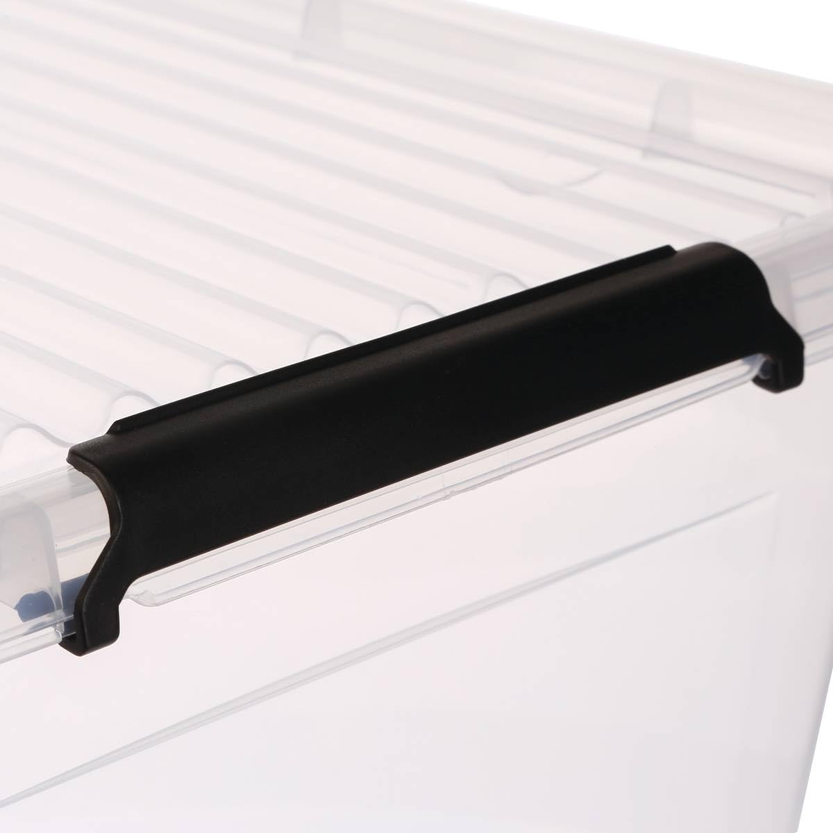 AC-Deco - Scatola in plastica trasparente 60 l, con ruote