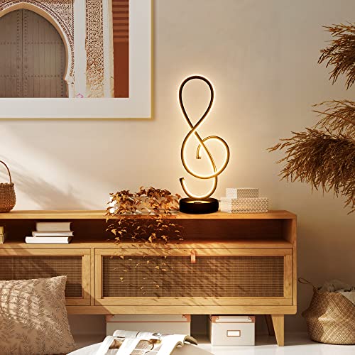 Leip Modern Table Lamp, Led Bedside Lamp With Usb Prot, Touch Stepless Dimmable Nightstand Lamp, Unique Musical Note Lamp For Bedroom Living Room Home Office, Spiral Lamp For Ideal Gift, 14W, Black. #TOP7