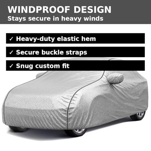 Image of Boo-Bee Smart 100% Waterproof Car Body Cover for Vento Cover (All Models) with Mirror Pockets | Triple Stitched, Elastic, Custom Fit, Heat Resistant, Anti-Dust, All-Weather Cover - Silver Series