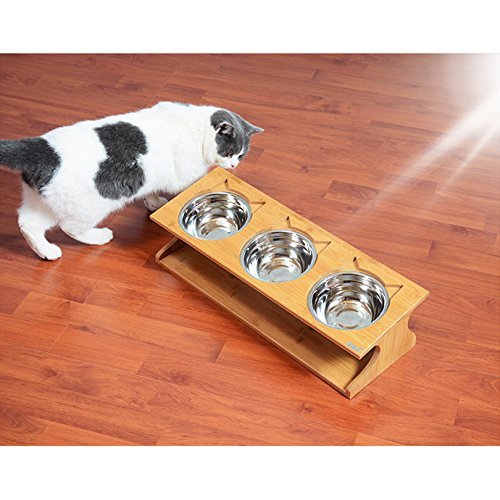 Amazon | 【LeRight】 猫 ペットボウル (3個タイプ) 器 木製 スタンド