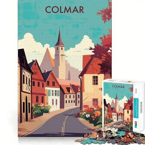 Puzzle Voyage à Colmar de 1000 pièces - Coupe précise - Jouet amusant pour les loisirs - Cadeau d'anniversaire - Jeu d'art (38 x 26 cm)