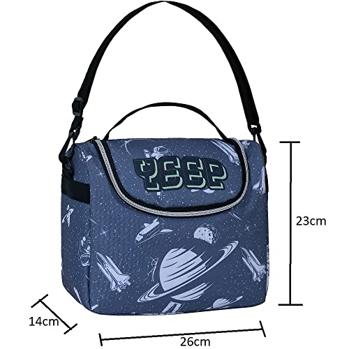 Kit Escolar Infantil Mala Com Rodinha + Lancheira + Estojo Cor:Cinza