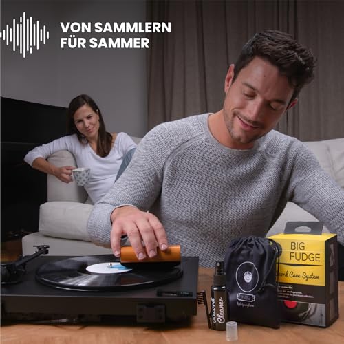 Big Fudge Vinyl Schallplatten Reinigung Set - 6-in-1 Vinyl Cleaning Kit - Vinyl Reiniger mit Schallplattenbürste Stylus Nadelbürste Reinigungslösung - Schallplatten Reinigungsset