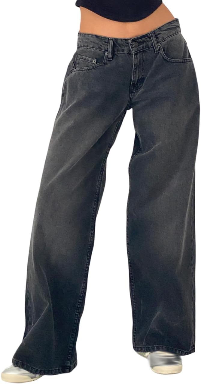 YCBMINGCAN Damen Baggy Jeans High Waist - Y2K Wide Leg Boyfriend Hose
