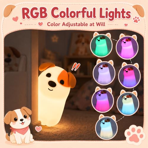 Image of OkiyiD Dog Night Light, Cute Puppy Nursery Night Lamp for Kids Girls Boys