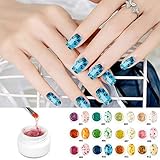 Dried Flower Gel Nail Polish, Saviland 6 Colors Soak Off UV LED Nail Varnish Decoration Manicure Nail Art Design Kit (Pink Blue Yellow) (Set 3-12 Colors)