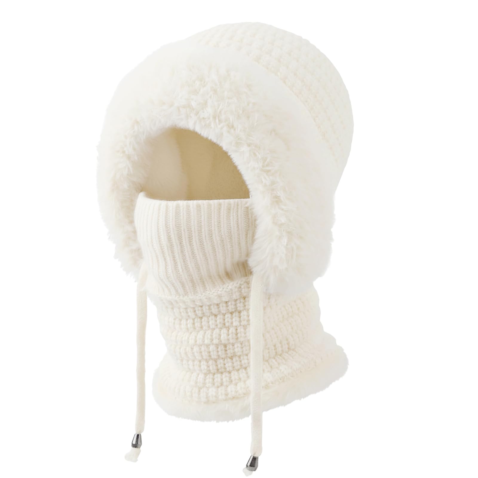 DRESHOW Strick Sturmhaube Damen Winter Thermo Mütze mit Hals