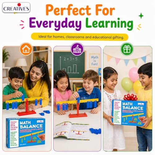 Image of Creative's Math Balance, Scale for Kids, Maths Educational Toy, Addition Subtraction Multiplication Division, Comparing Numbers, STEM Activity Game with Activity Book, Practice Maths Games Age 5+