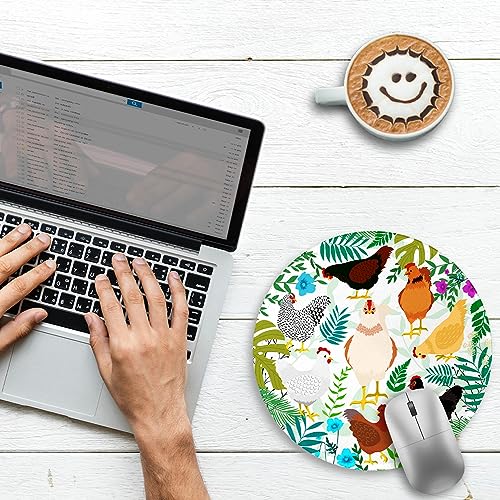 Image of Gctriki Round Mouse Pad for Desk, Cute Office Decor for Women, Chicken Small Mousepad,Stitched Edge Non-Slip Rubber Base, Personalized Computer Mouse Pads for Wireless Mouse,Funny Desk Accessories