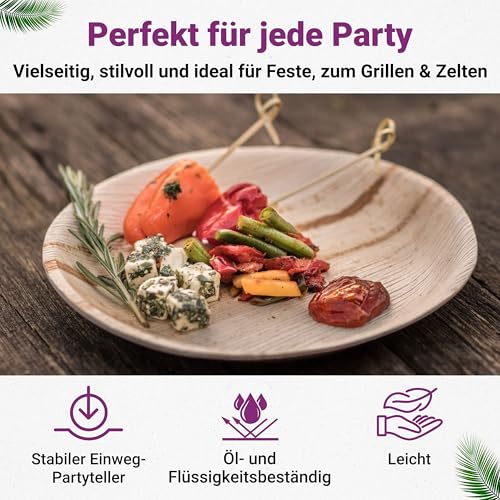 Waipur Palmenblatt Geschirr - 200 Teller rund Ø 20 cm - stilvoll & stabil – Ansicht 3
