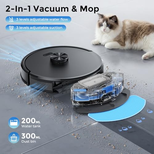 Image of Kilgone Robot Vacuum & Mop, 90-Day Hands-Free, 6000Pa, Self-Empty, LiDAR