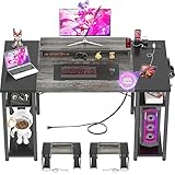 Armocity Computer Desk, 48 Inch Desk with Power Outlet and USB, Reversible Large Desk with Moveable...