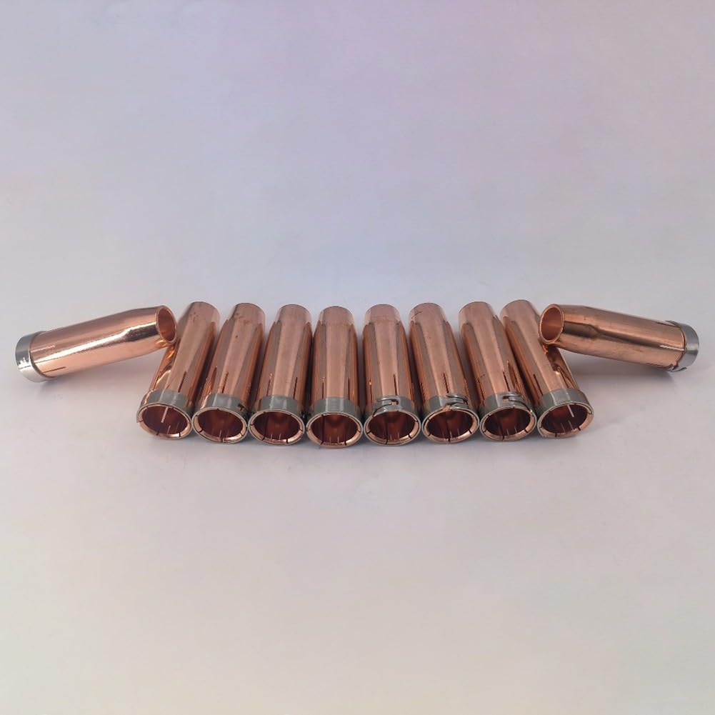 145 0132 - Ugello gas per torcia di saldatura, 10 pezzi, forma conica, diametro 14 x 24 mm, lunghezza 76 mm, progettato per un flusso stabile del gas di saldatura