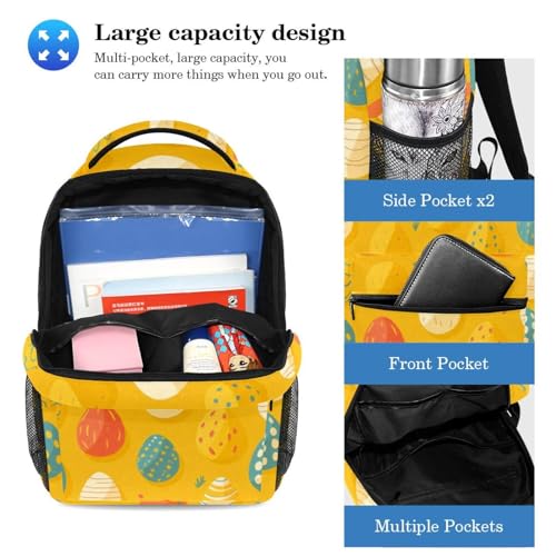 Sac à dos d'école jaune œufs de Pâques avec trousse assortie pour élèves