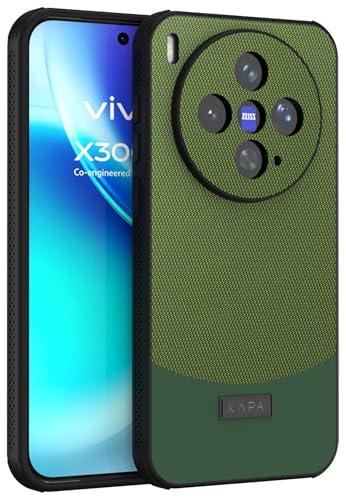 Image of KAPA MatrixWoven Grip Back Cover for Vivo X300 5G | Woven Fabric & Leather Hybrid Camera Protection, Shockproof Slim Bumper Case (Olive Green)