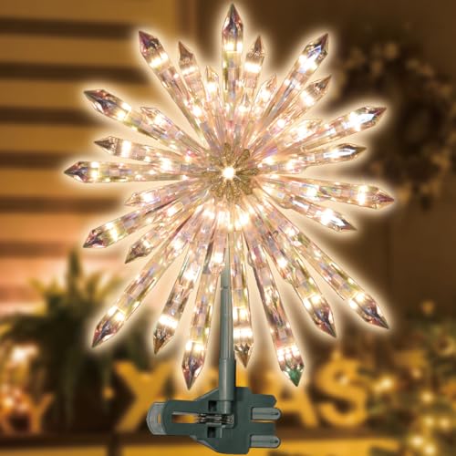 LAMPHOME Weihnachtsbaumspitze, beleuchtet, 35,6 cm, 50 l, Kristall,...