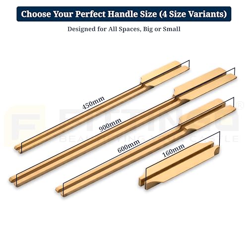 Image of Goldcrest 91.5cm Handle for Wardrobe & Cabinet /Cupboard Handle /Wardrobe Handle /900mm Hole to Hole (PVD Rose Gold) Pack of 2 (Left - Right)-| 3 Years Warranty |
