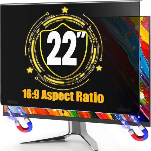 Image of Magnetic 22 Inch Privacy Screen for Computer Monitor 16:9 Aspect Ratio,Removable Anti Blue Light Filter with Eye Protection,Hanging Anti-Spy Protector for Flat Desktop PC