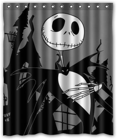 Custom Jack Skellington Pattern Design Waterproof Polyester Fabric Shower Curtain,Bathroom decor 60"x72"