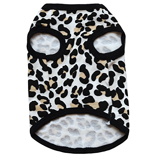 Harikaji Pet Clothes, Leopard Print T-Shirt Puppy Cat Cotton Vest Clothing Apparel Spring Summer Breathable Sleeveless Harness Costumes For Small Dogs(Black,M) #TOP3