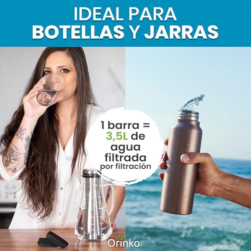Miniatura 5 de Orinko Carbón Activado Binchotan De Kishu X6 - Filtro Natural Para Purificar Hasta 3,5l De Agua En Jarras Y Botellas - Carbón Vegetal Binchotan Ecológico Reutilizable - Calidad Japonesa