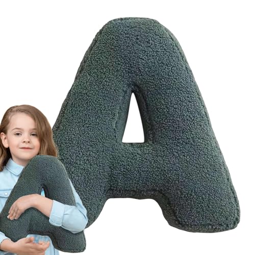 Letter - Cojín decorativo de peluche para el primer cojín del , cojín decorativo de la letra inglesa de la A a la Z, para salón, sofá y sofá