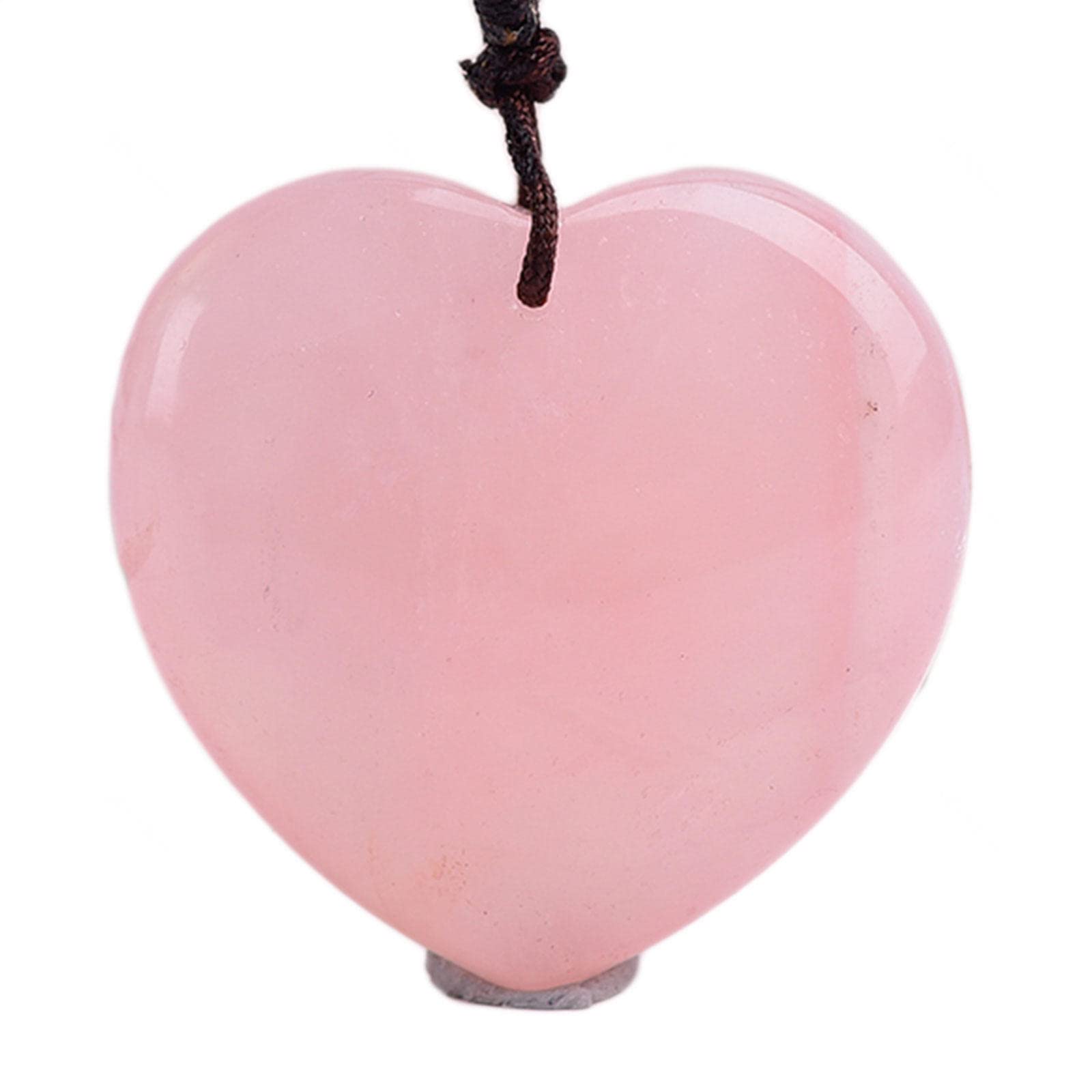 Collares con Colgante de Piedra de Cristal curativo de Reiki en Forma de corazón Collar de Piedras Preciosas Naturales de Cuerda Trenzada Ajustable Reiki Cuarzo Joyas,RoseQuartz