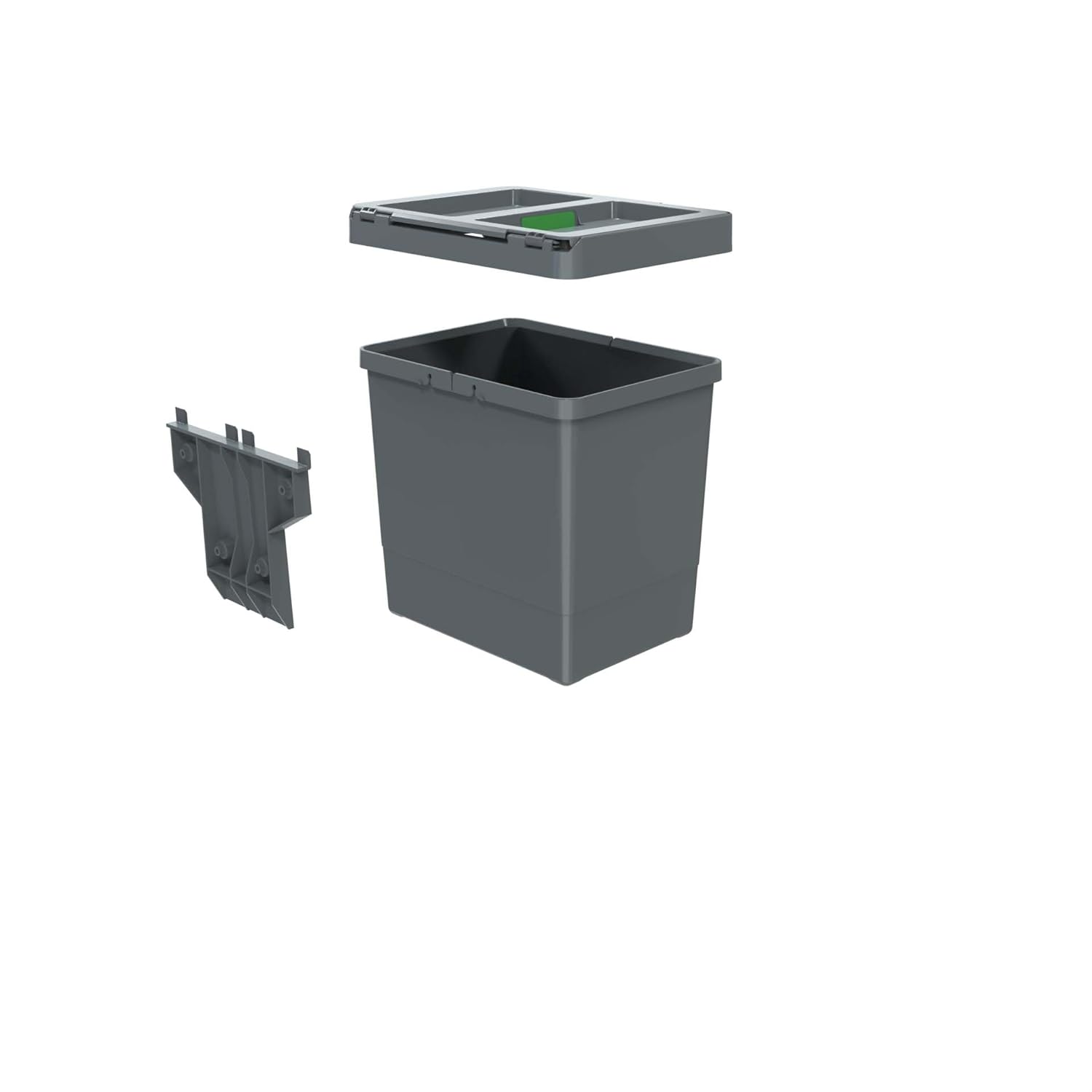 Elletipi Easy 2.0 PBD SG SG22 CR Recycled Plastic Rubbish Bin for Any Room Capacity 12 litres Complete with Hinged Lid Attaches to Any Surface by 4 Self Drilling