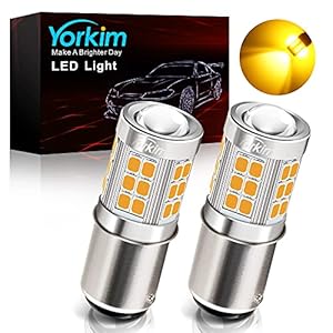 Yorkim 1157 LED Bulb Amber, 1157 led turn signal bulb, 2357 led bulb 2057 7528 BAY15D Replacement for Turn Signal Blinker Lights Side Marker Lights, Amber Yellow, pack of 2