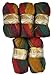 Produktbild Alize 5 x 100 g Strickwolle Mehrfarbig mit Farbverlauf, 500 Gramm Strickgarn mit 20% Wolle-Anteil (Beere rot Oliv u.a. 3368)