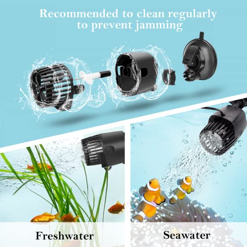 Image of AQQA Aquarium Wave Maker,3W /5W /10W /15W Suction Cup Fish Tank Single Powerhead Pump,110V /60Hz Ultra Quiet Submersible Circulation Pump,360Adjustable For Freshwater Saltwater Black