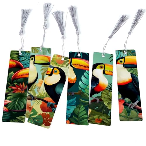Marque-pages toucan lot de 6 accessoires de lecture et papeterie originale