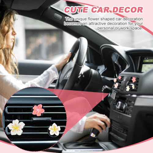 Image of Car Vent Clips with Fragrance Pads, 6-Pack, Flower Design Odor Eliminator & Air Purifier for Car Interior Decoration (Essential Oil Compatible) - Perfect for Car Enthusiasts