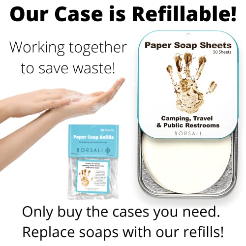 Borsali Paper Soap 4 Cases With 50 Sheets Each & 4 50 Sheet Refillsto Go + Black Tsa Approved Clear Toiletry Bag Quart Size For Travel #TOP2