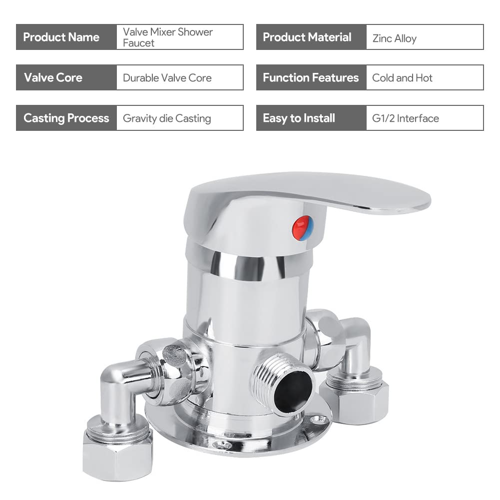 Tissting Miscelatore Rubinetto Doccia, G1/2In Rubinetti per Doccia Piccolo Valvola Corpo Maniglie Rubinetto Bagno Doccia Miscelatore Sistema Doccia Maniglie
