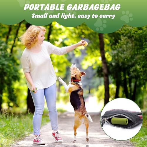 KOMABLEN 600 Stück Hundekotbeutel biologisch Abbaubar, 40 Rollen Kotbeutel für Hunde, Auslaufsicher Hundebeutel Kot, Tragbar Dick Hundetüten Hundezubehör mit Kotbeutelspender 33x22.8cm