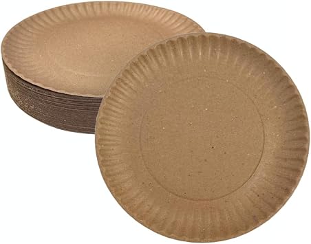 EcoQuality Disposable Kraft 9-Inch Paper Plates Uncoated Large, Everyday Disposable Brown Paper Plates 9" Paper Plate Bulk Pizza Party Plates 100