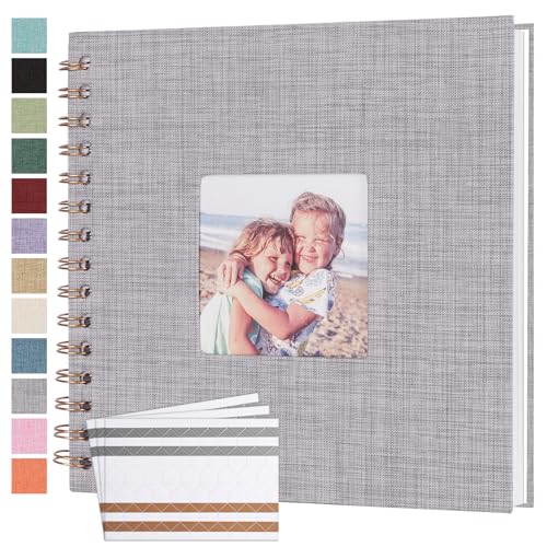 Scrapbook Photo Album Linen Cover 8x8 Inches 40 Pages Grey
