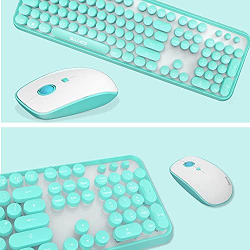 Wireless Keyboard Mouse Combo, SADES Blue Wireless Keyboard and Mouse Set with Long Battery Life, 2.4GHz Dropout-Free Connection for Windows, Desktop, Computer, PC, Laptop, Notebook - QWERTY UK Layout