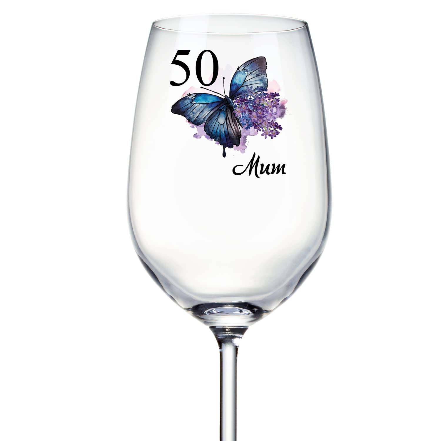 ukgiftstoreonline Personalised 50th Birthday Butterfly Wine Glass Gift for Her