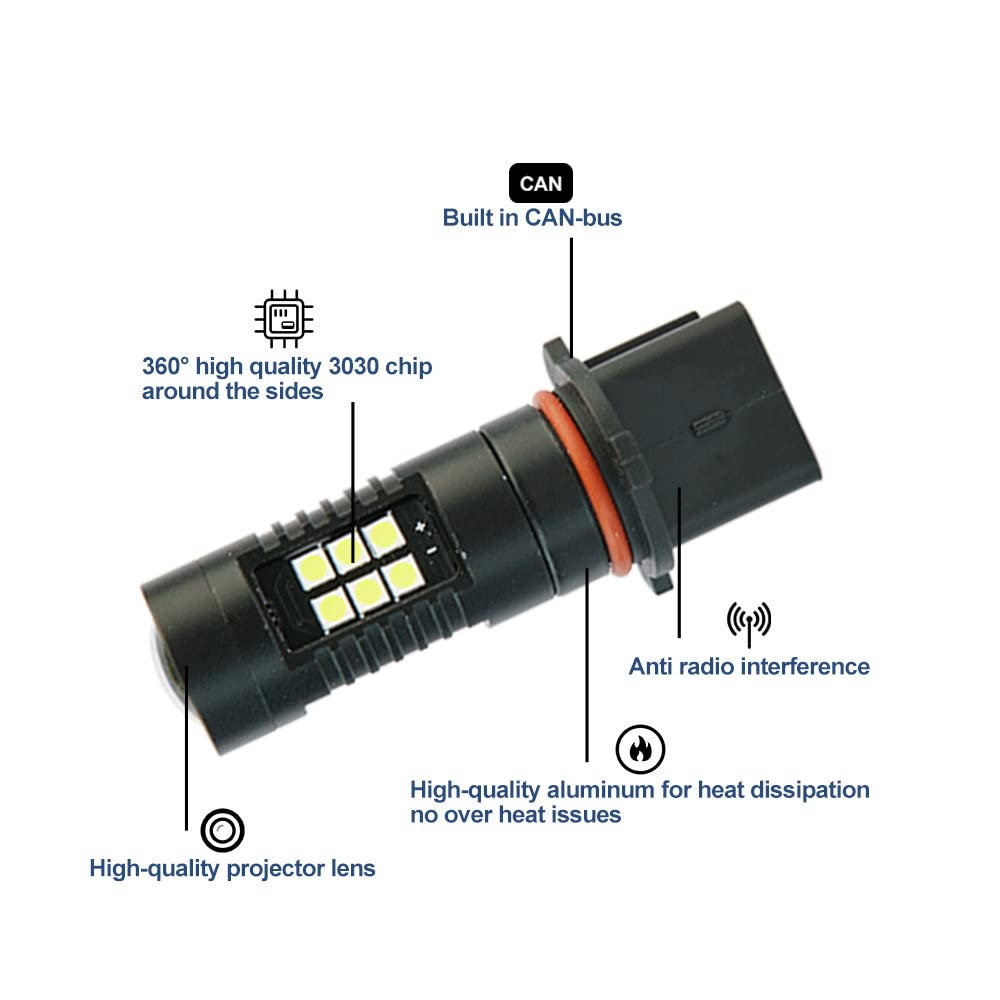 Ampoules LED DRL P13W Blanc Xénon 6000K - Compatibles Ford Ecosport Mk1 (2013-2017) - 2 Pièces - Remplacement Feux De Jour Et Feux De Position