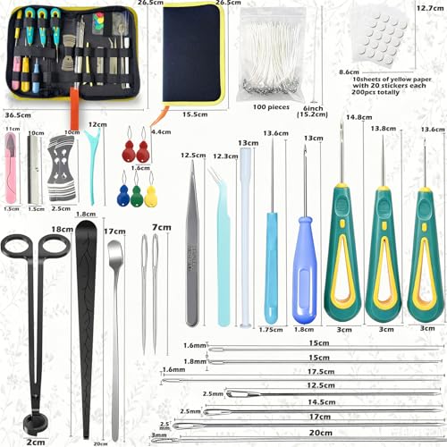 Image of 135PCS Candle Making Kits with Candle Wick Trimmer(7IN)& Dipper,Big Eye Long Needle Mold Hook Punch Needle for Inserting Wick,Cotton Wick with Metal Sustainer Tabs,Wick Stickers for Candle Lovers