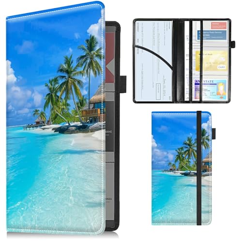 DIGTIALL Organizador de seguridad y registro de automóvil con diseño de camuflaje de caza, ciervos, guantera, funda tipo cartera de piel sintética con correa elástica, organizador seguro y protector