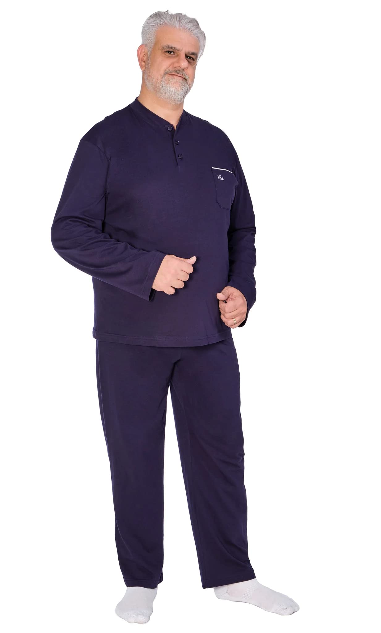 FERRUCCI COMFORT Pigiama da Uomo Conformato, Taglie Comode in 100% Cotone Jersey - Manica Lunga e Pantalone Lungo - Made in Italy