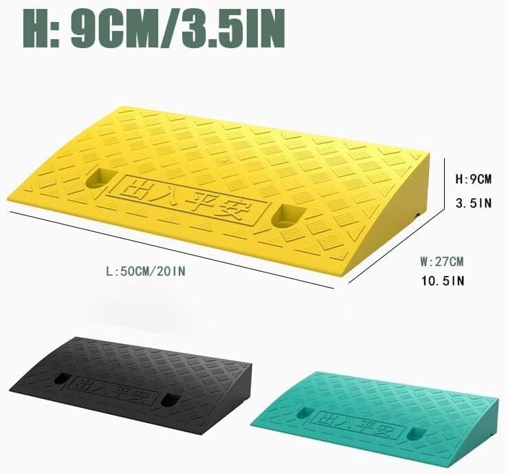 Kanduo Rampa podjazdowa Antypoślizgowa mata progowa o wysokości 2,5-5 cali, lekka plastikowa mata progowa do chodników, wejść i garaży(Giallo,50cm*27cm*9cm)