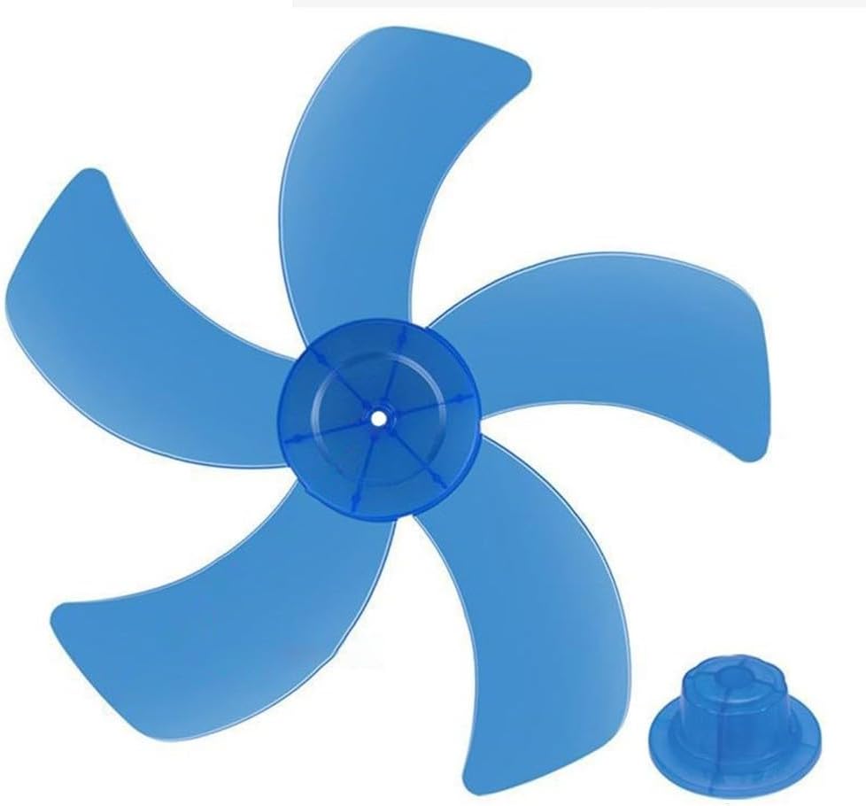16 Inch Plastic Fan Blade | Replacement Five Leaves With Nut Cover | For Pedestal Fan Table Fan Wall Mount Fan Home Cooling Blue